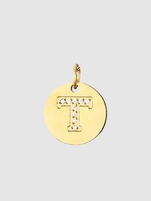 Titanium 26 Letter Minimalist round pendant Necklace