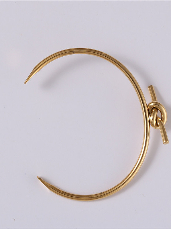 Titanium With Gold Plated Personality Tie a knot Free Size Bangles
