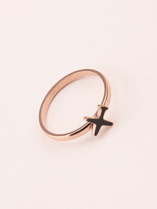 Black Aircraft Titanium Rose Gold Plated Ring