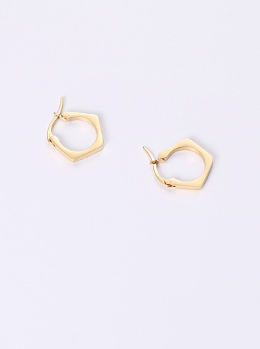 Titanium With Gold Plated Simplistic Geometric Clip On Earrings