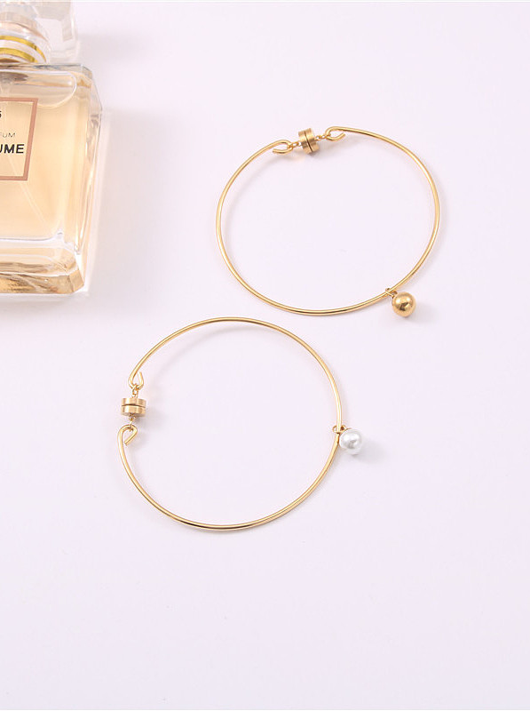 Titanium With Gold Plated Simplistic Round Bangles
