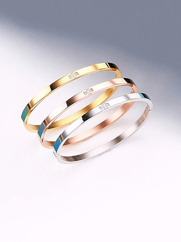 Titanium Steel Cubic Zirconia Number Minimalist Band Bangle
