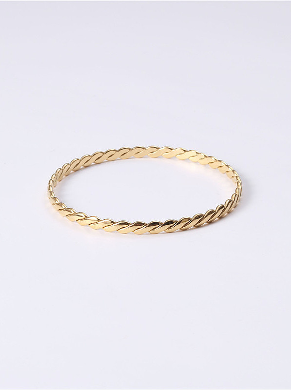 Titanium With Gold Plated Simplistic Smooth Wave Bangles