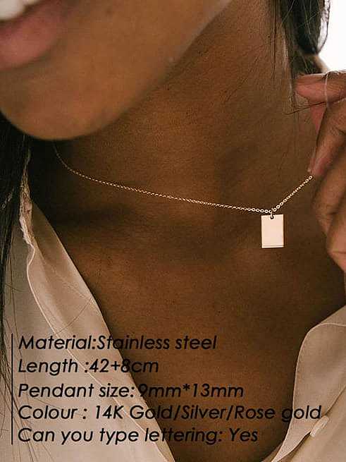 Titan-Stahl-Rechteck-Minimalist Trpe-Schriftzug-Anhänger-Halskette