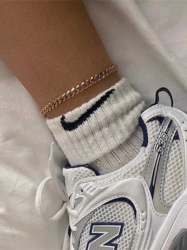 Stainless steel Irregular Hip Hop Hollow Chain Anklet