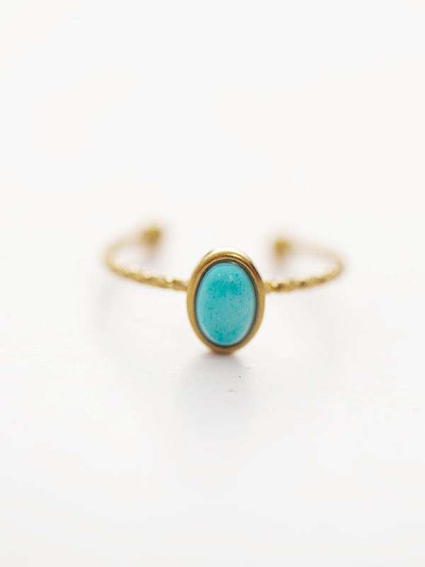 stainless steel retro Turquoise personalized open ring