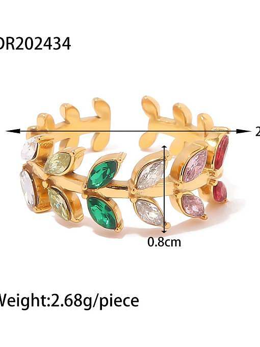 Stainless steel Cubic Zirconia Leaf Dainty Band Ring