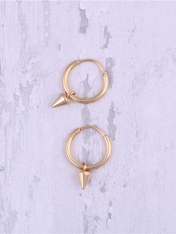 Titanium With Gold Plated Personality Geometric Stud Earrings