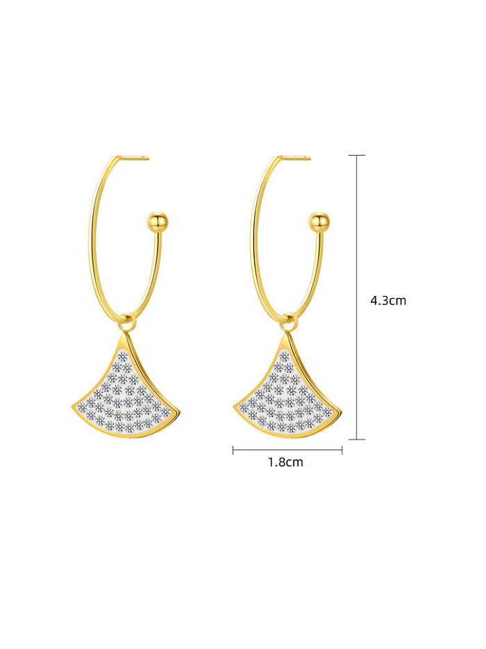 Titanium Steel Rhinestone Geometric Minimalist Hook Earring