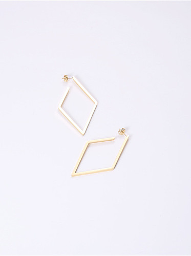 Titanium With Gold Plated Simplistic Hollow Geometric Drop Earrings