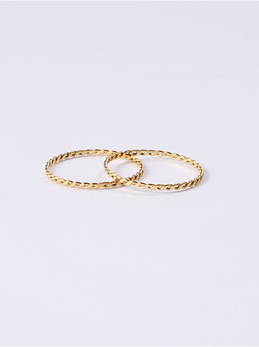Titanium With Gold Plated Simplistic Twist Round Band Rings