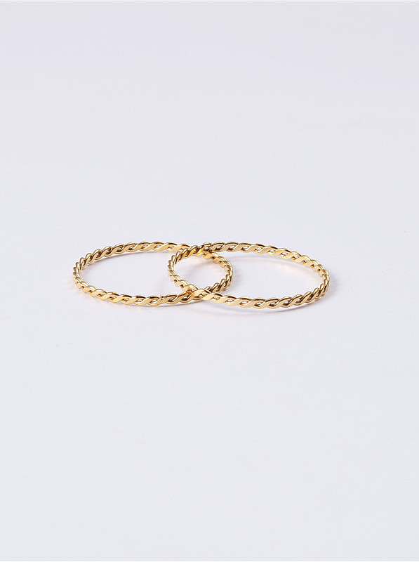 Titanium With Gold Plated Simplistic Twist Round Band Rings