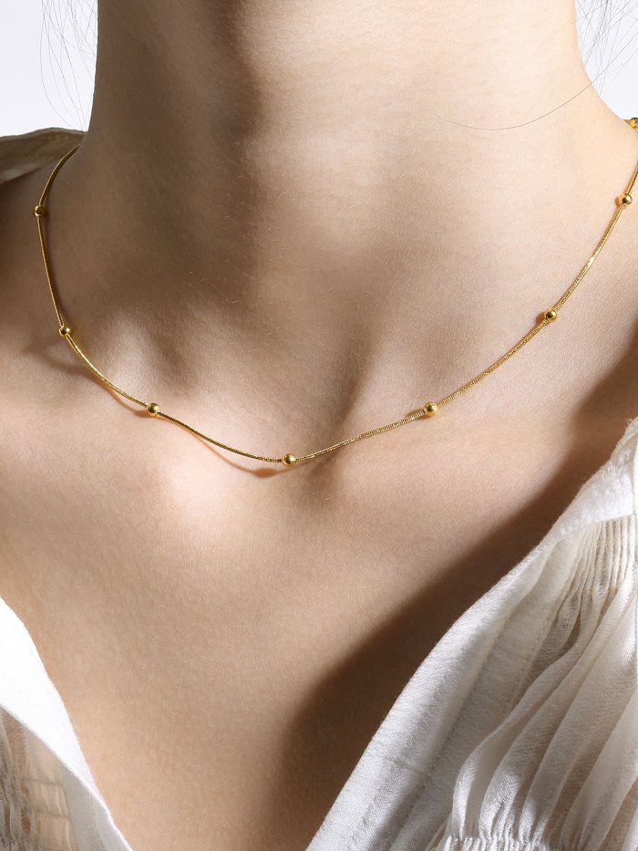 Schlangenkette aus Edelstahl mit geometrischen, minimalistischen Perlen