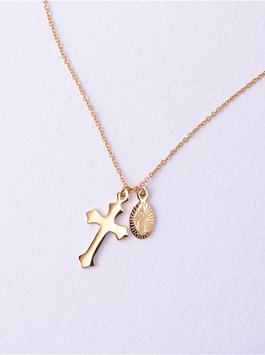 Titane avec colliers croix simplistes plaqués or rose