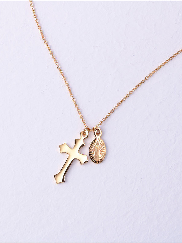 Titanium With Rose Gold Plated Simplistic Cross Necklaces