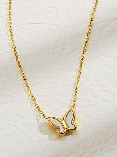 Edelstahl Muschel Schmetterling minimalistische Halskette