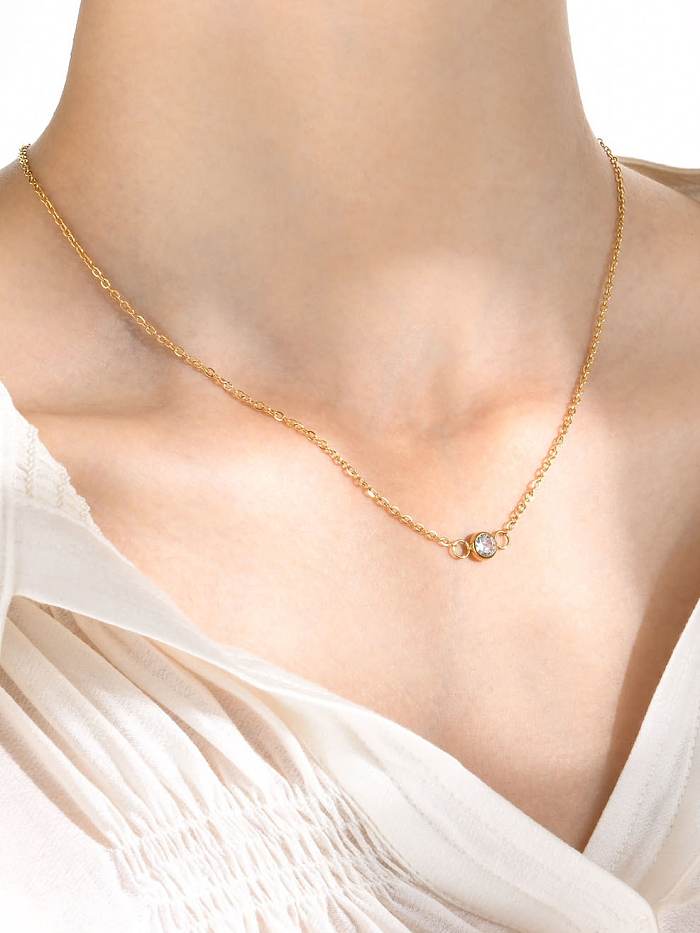 Edelstahl Strass geometrische minimalistische Halskette