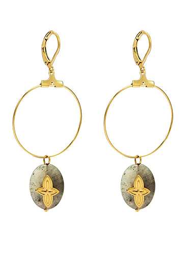Malachite new style temperament versatile large earrings titanium steel earrings