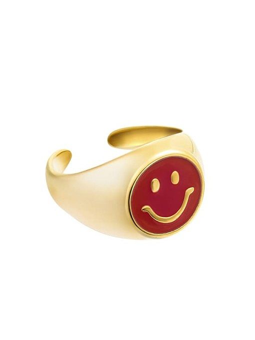 Bague minimaliste en acier inoxydable Smiley en émail