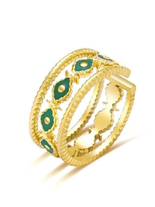 Stainless steel Enamel Evil Eye Vintage Band Ring