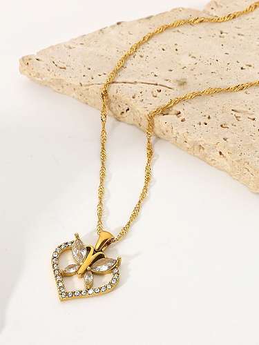 Stainless steel Cubic Zirconia Heart Trend Necklace