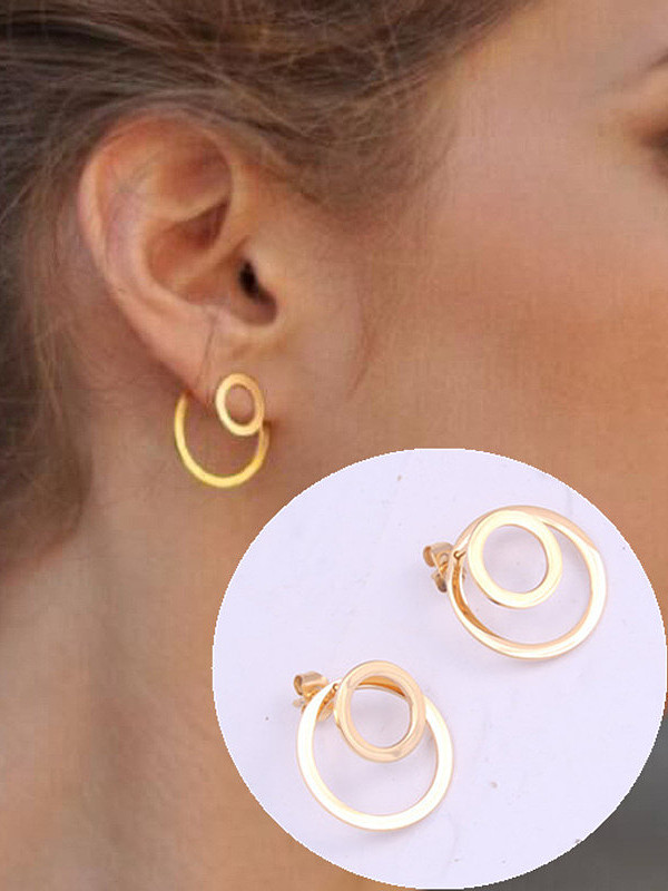 Titane avec boucles d'oreilles pendantes rondes lisses simplistes plaquées or