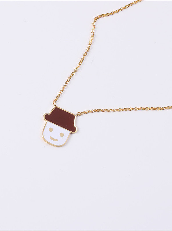 Titanium With Gold Plated Cute Doll Ice Cream Necklaces