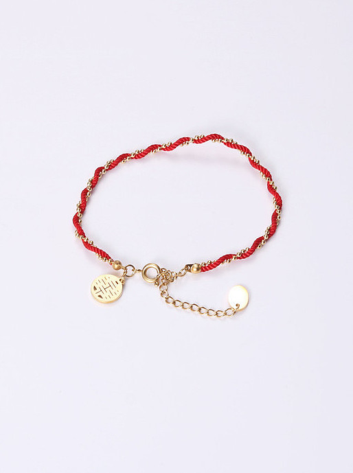 Titanium With Gold Plated Simplistic Red Rope Woven Bracelets