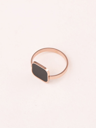 Rectangle Black Glue Women Ring