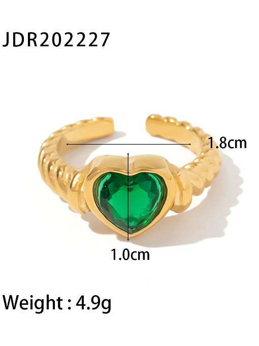 Stainless steel Cubic Zirconia Heart Vintage Band Ring