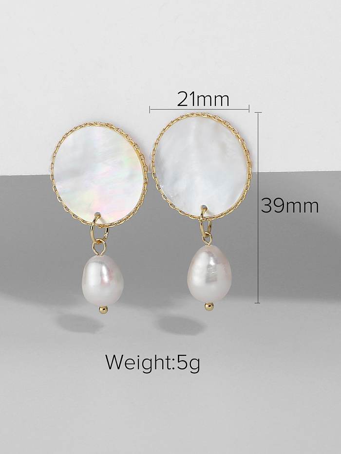 Stainless steel Shell Round Trend Drop Earring