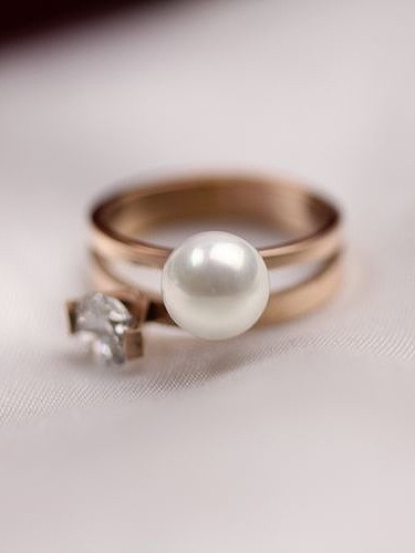 Zircon Artificial Pearl Fashion Ring