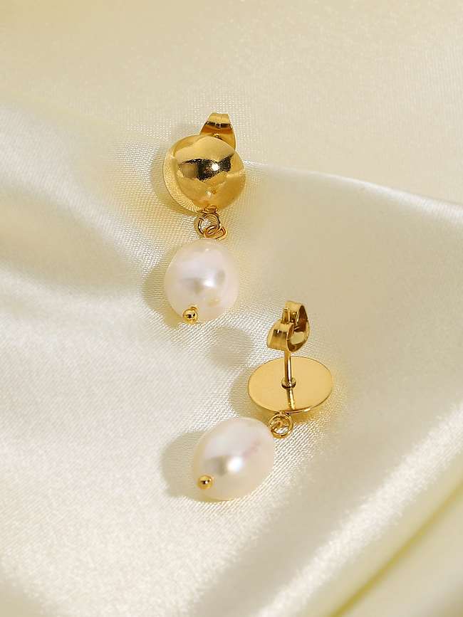 Stainless steel Freshwater Pearl Water Drop Trend Drop Earring