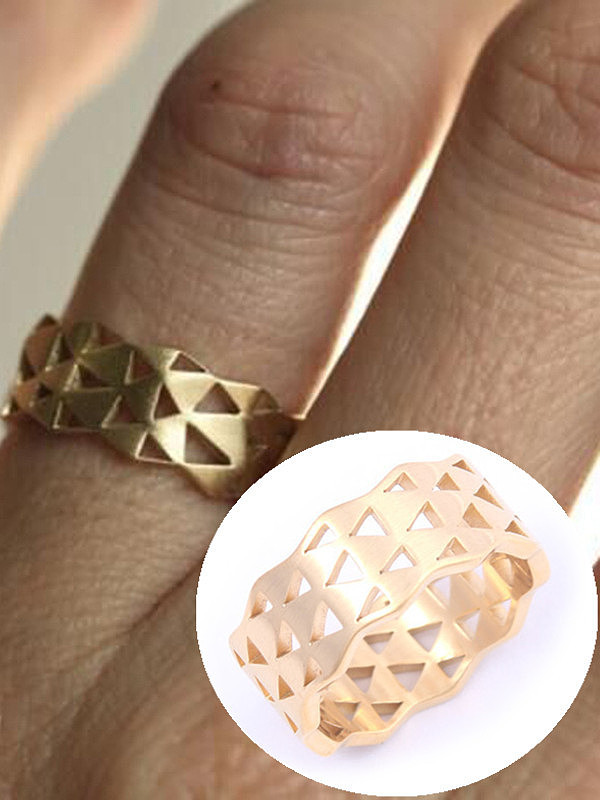 Titanium With Gold Plated Simplistic Geometric Band Rings