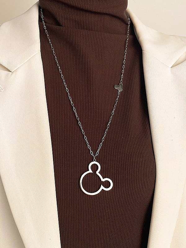 Titanium Steel Hollow Bear Minimalist Necklace