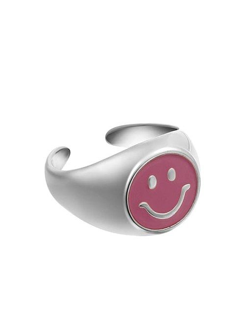 Bague minimaliste en acier inoxydable Smiley en émail