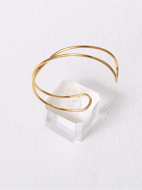 Titanium With Gold Plated Simplistic Hollow Geometric Free Size Bangles