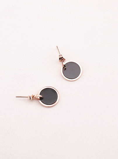 Titanium With Rose Gold Plated Simplistic Round Stud Earrings