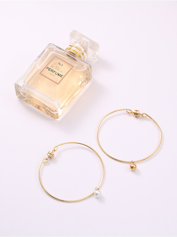 Titanium With Gold Plated Simplistic Round Bangles