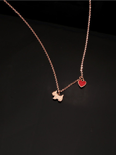 Red Heart-shape Pendant Clavicle Necklace