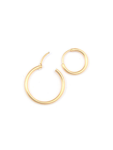Boucles d'oreilles créoles rondes simplistes en titane avec plaqué or