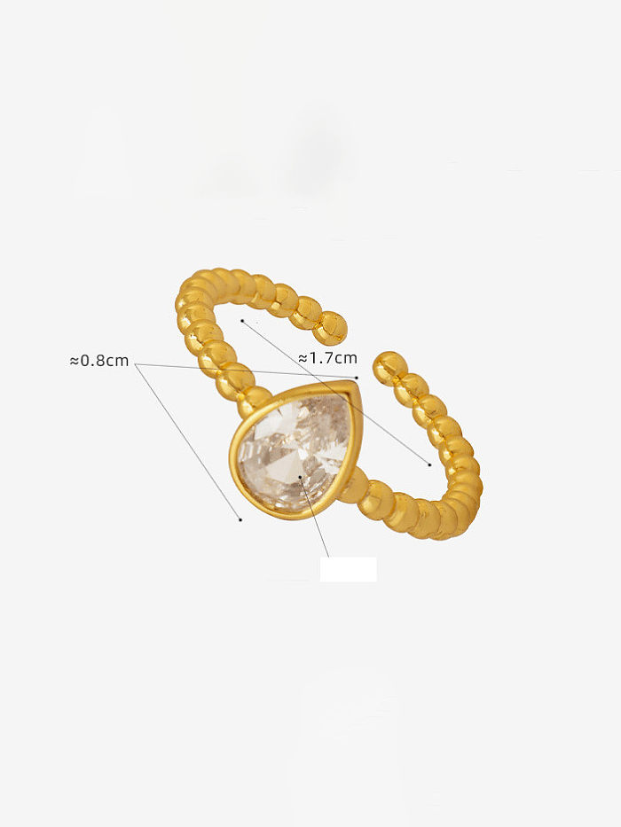 Brass Water Drop Minimalist Bead Band Ring