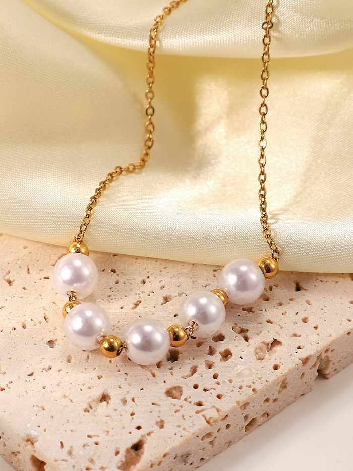 Collier de perles Dainty en acier inoxydable