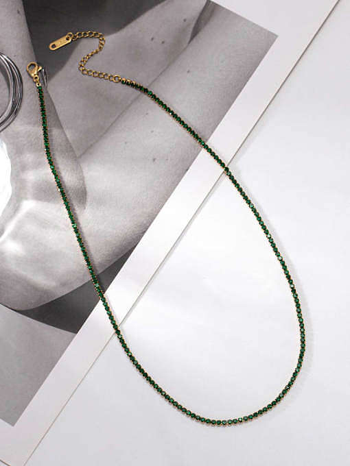 Geometrische zierliche Halskette aus Edelstahl mit Strasssteinen