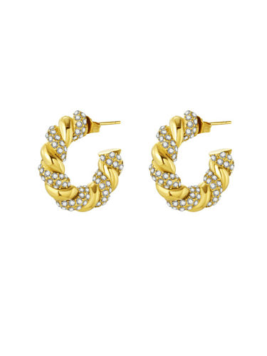 Boucles d'Oreilles Vintage Géométrique Strass Acier Titane