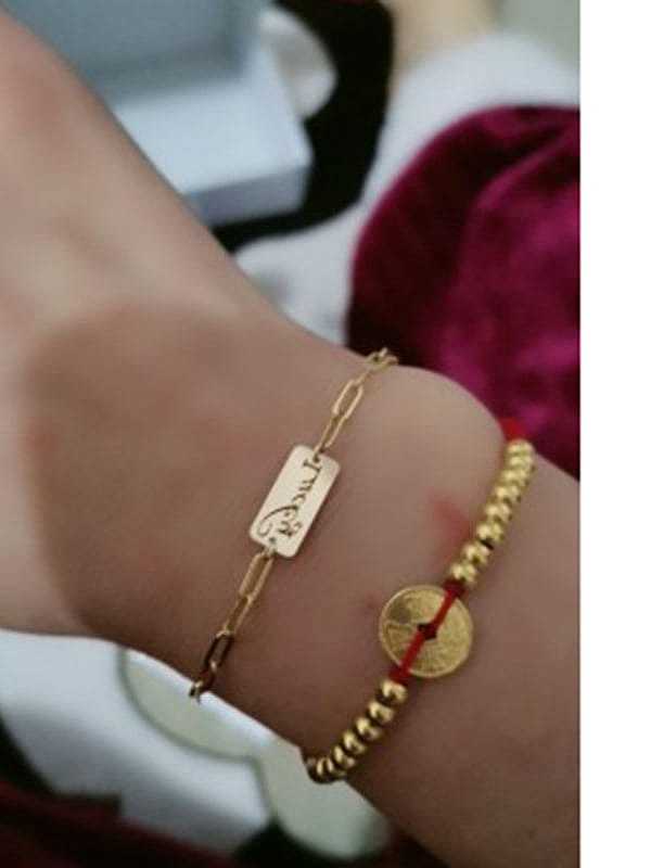 Titanium With Imitation Gold Plated Fashion Square Bracelets