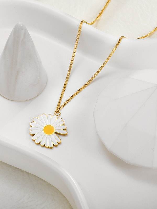 Stainless steel Enamel Flower Minimalist Necklace