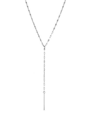Collar de lazo minimalista con medallón rectangular de acero inoxidable