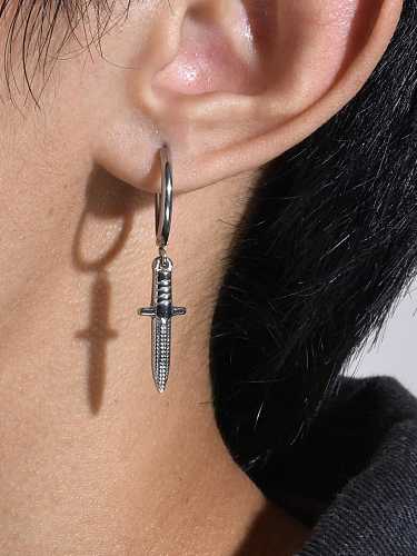 Boucle d'oreille unique Hip Hop croix irrégulière en acier inoxydable