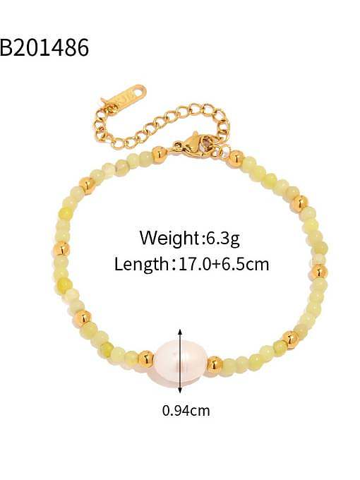 Bracelet Perle d'Imitation Perle Géométrique Acier Inoxydable Bohème